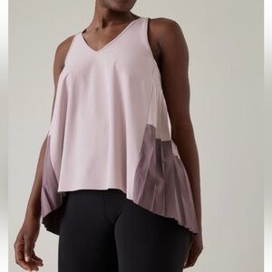 Athleta Swing Forward Pleated Tank Smoked Mauve Sz Medium